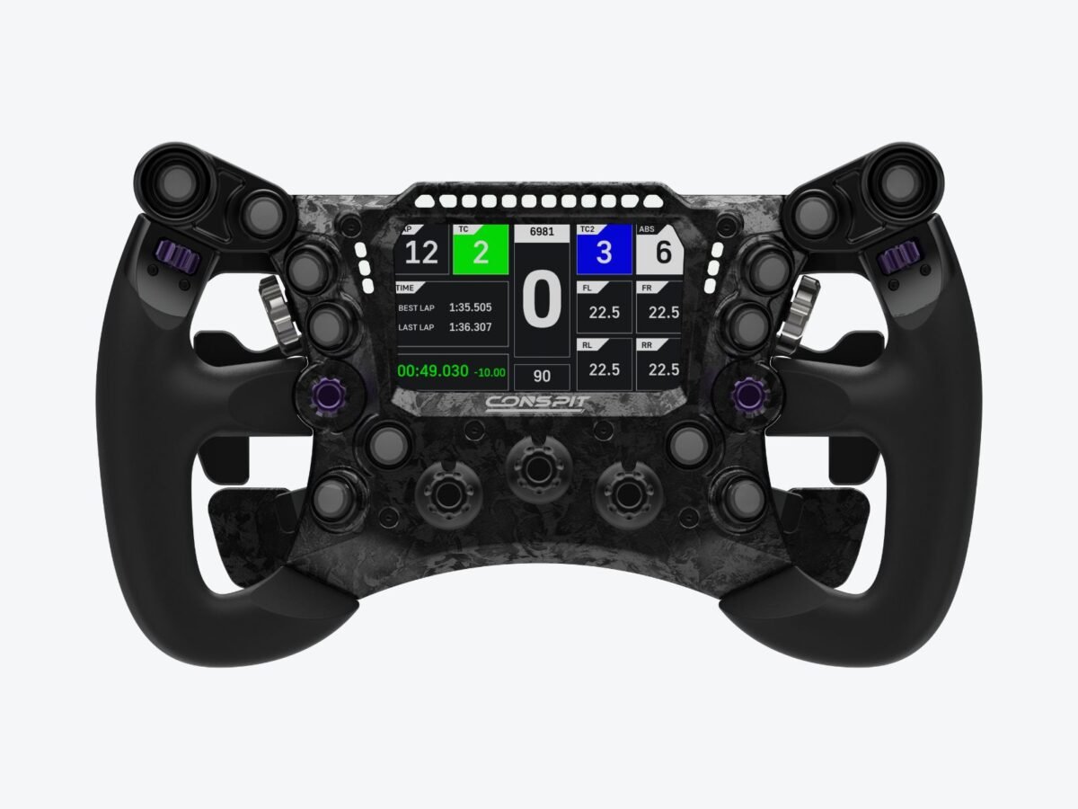 CONSPIT 290 GP | Formula Tarzı Sim Racing Direksiyonu CONSPIT 290 GP Formula Sim Racing Direksiyonu – karbon fiber ve alüminyum gövde profesyonel direksiyon Türkiye